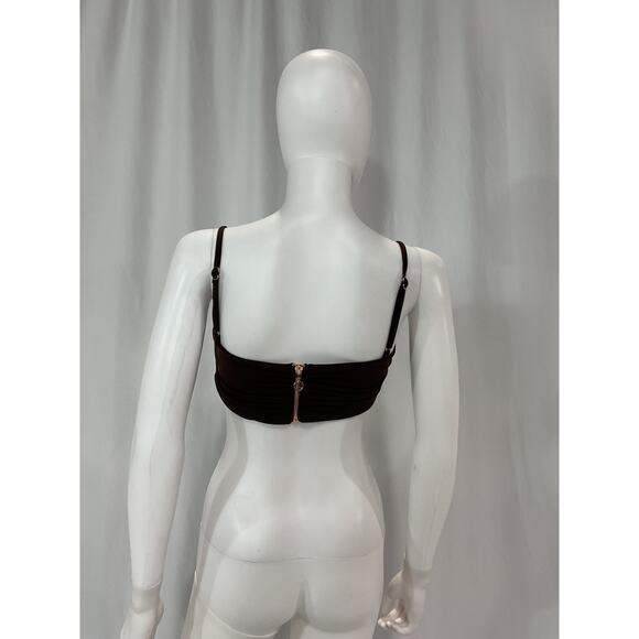 Nookie 'Aria' Brown Crepe Crop Top Size XS - Picture 3 of 5